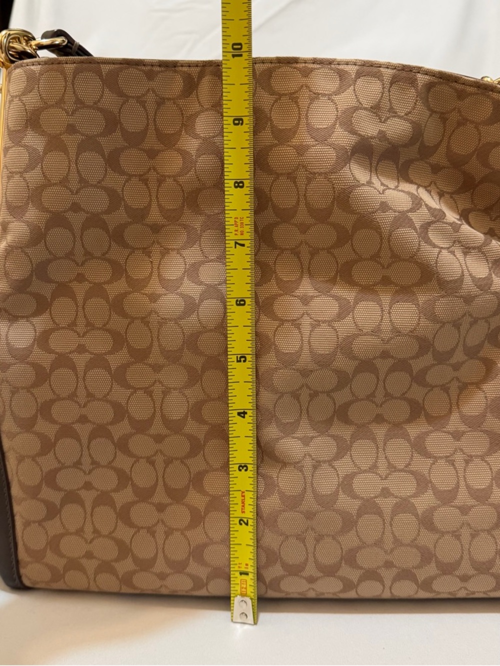 Coach Brown Signature Canvas Shoulder Bag with Dark Brown Trim - Picture 12 of 12